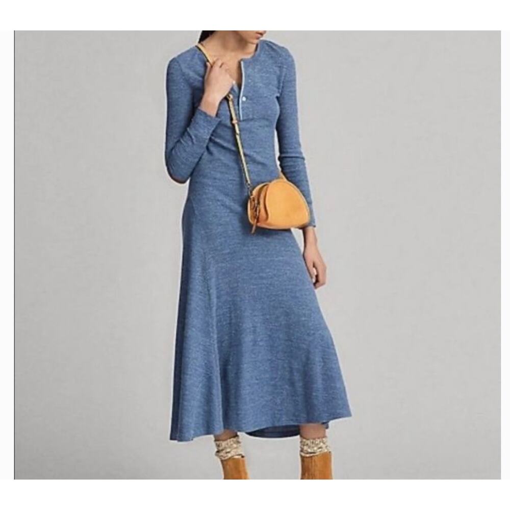 Polo by Ralph Lauren Blue Long Sleeve Maxi Dress